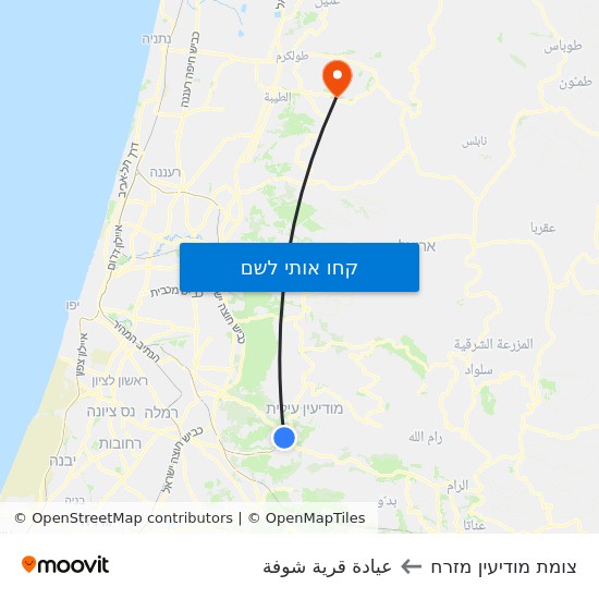 מפת צומת מודיעין מזרח לعيادة قرية شوفة