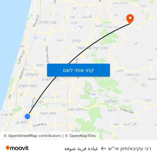 מפת רבי עקיבא/חזון אי''ש לعيادة قرية شوفة