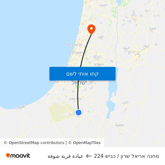מפת מחנה אריאל שרון / כביש 224 לعيادة قرية شوفة