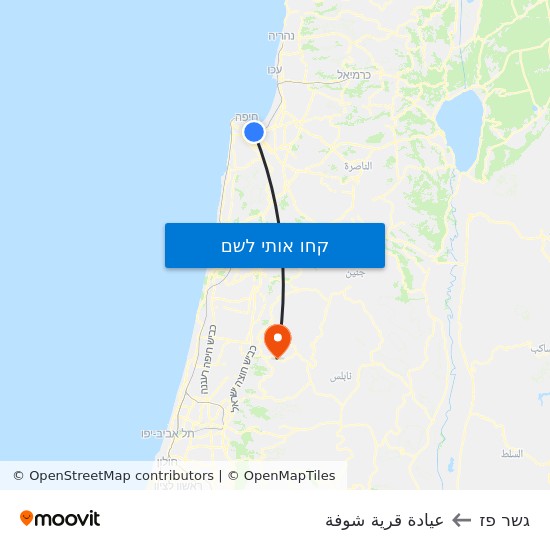 מפת גשר פז לعيادة قرية شوفة