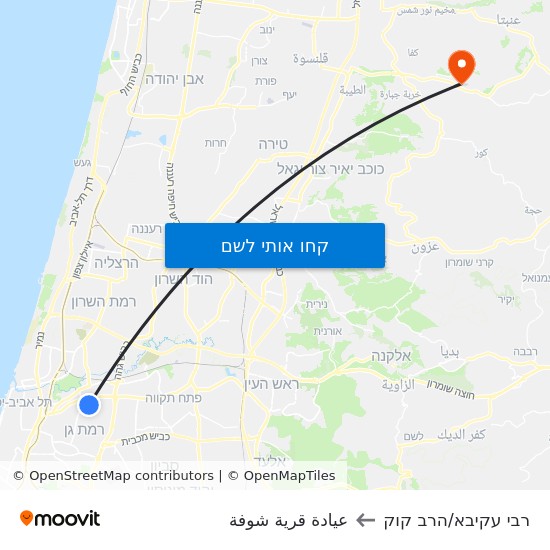 מפת רבי עקיבא/הרב קוק לعيادة قرية شوفة