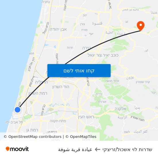 מפת שדרות לוי אשכול/זריצקי לعيادة قرية شوفة