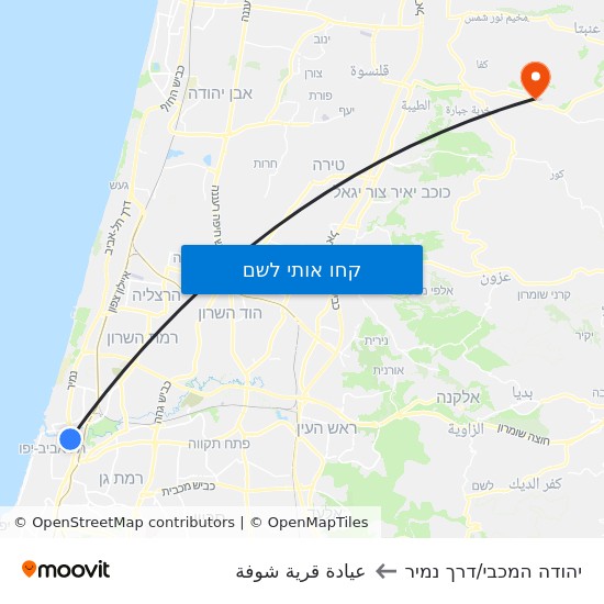 מפת יהודה המכבי/דרך נמיר לعيادة قرية شوفة