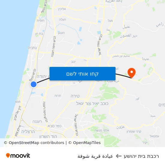 מפת רכבת בית יהושע לعيادة قرية شوفة