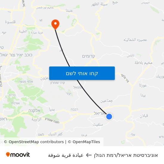 מפת אוניברסיטת אריאל/רמת הגולן לعيادة قرية شوفة