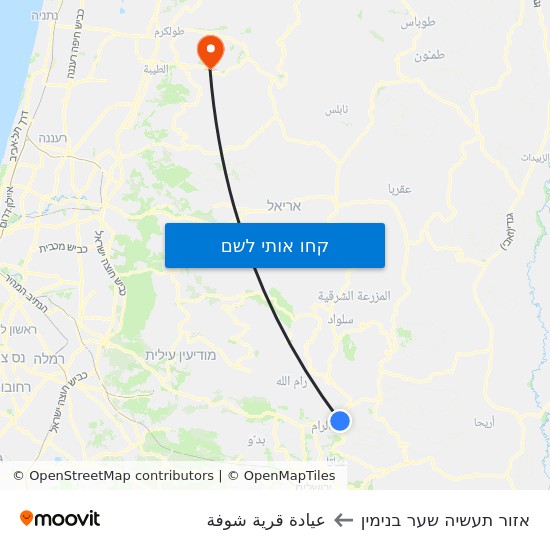 מפת אזור תעשיה שער בנימין לعيادة قرية شوفة