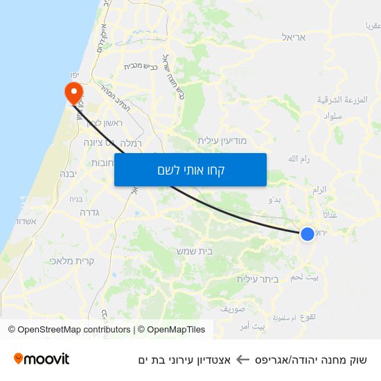 מפת שוק מחנה יהודה/אגריפס לאצטדיון עירוני בת ים