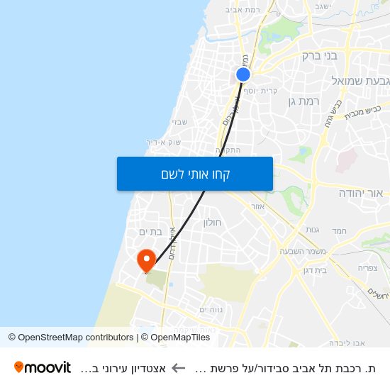 מפת ת. רכבת תל אביב סבידור/על פרשת דרכים לאצטדיון עירוני בת ים