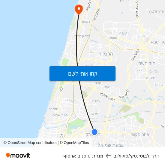 מפת דרך ז'בוטינסקי/סוקולוב למנחת טיסנים ארסוף