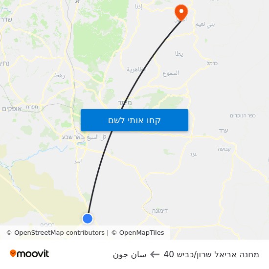 מפת מחנה אריאל שרון/כביש 40 לسان جون