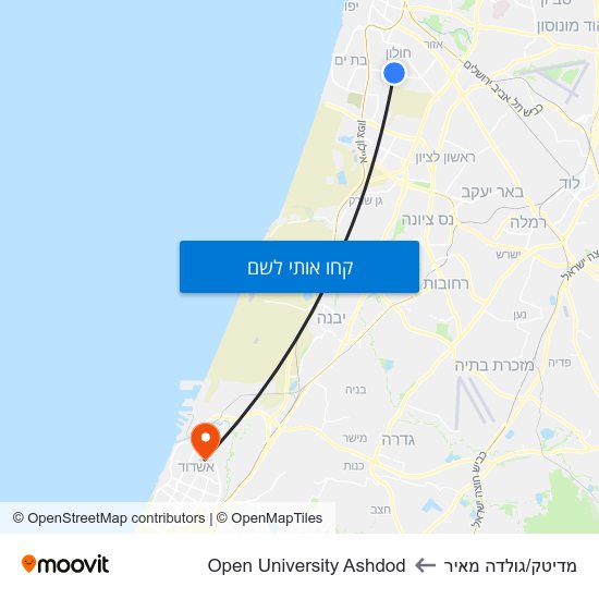 מפת מדיטק/גולדה מאיר לOpen University Ashdod