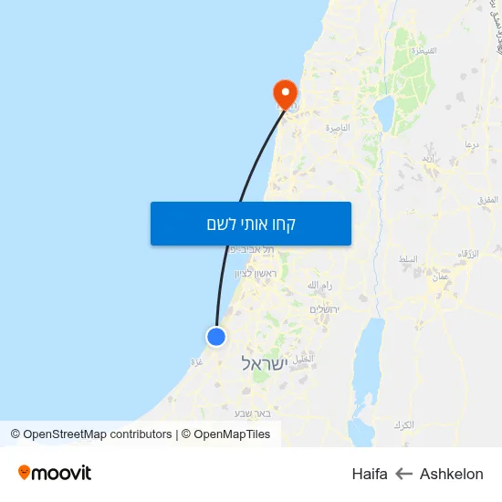 מפת Ashkelon לHaifa