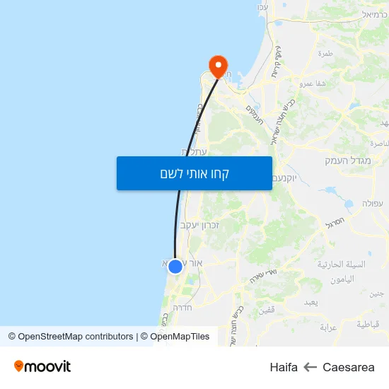 מפת Caesarea לHaifa