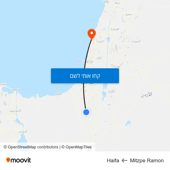 מפת Mitzpe Ramon לHaifa