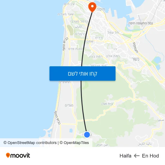מפת En Hod לHaifa