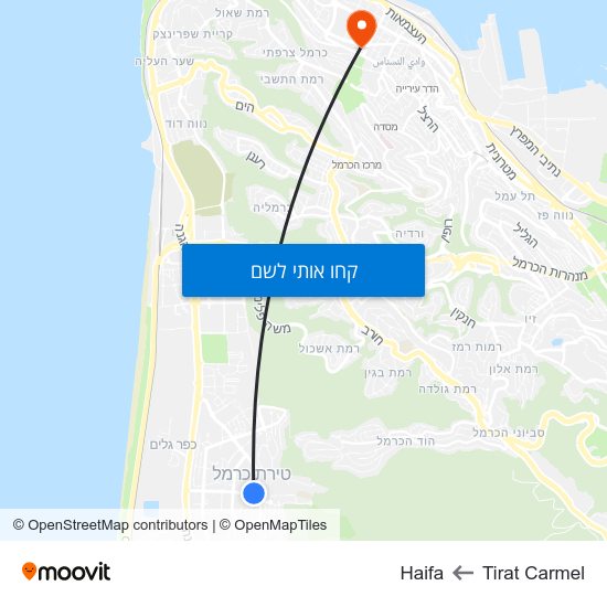 מפת Tirat Carmel לHaifa