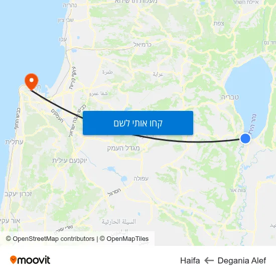 מפת Degania Alef לHaifa