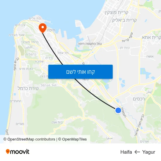 מפת Yagur לHaifa