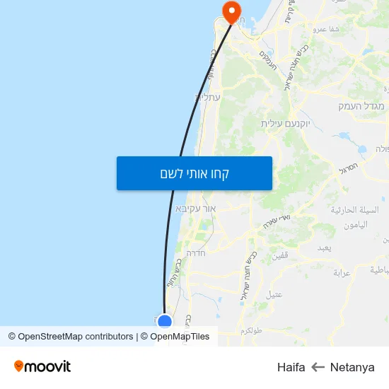 מפת Netanya לHaifa