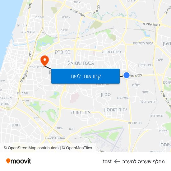 מפת מחלף שעריה למערב לtest