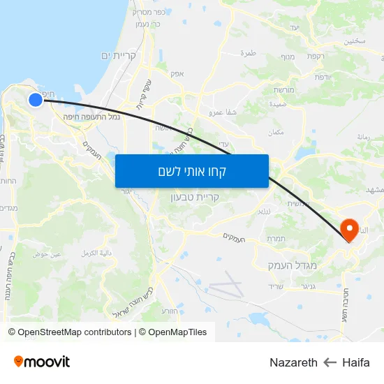 מפת Haifa לNazareth