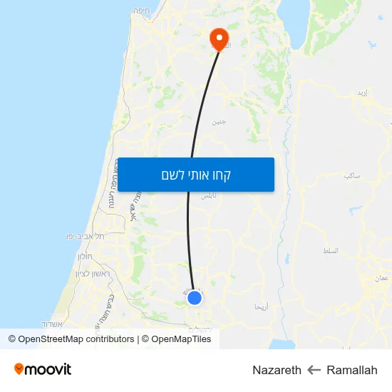 מפת Ramallah לNazareth