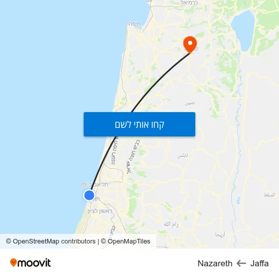 מפת Jaffa לNazareth