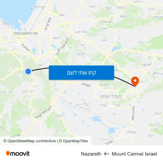 מפת Mount Carmel Israel לNazareth