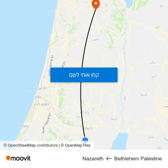 מפת Bethlehem Palestine לNazareth