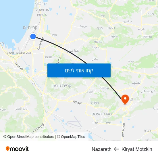 מפת Kiryat Motzkin לNazareth