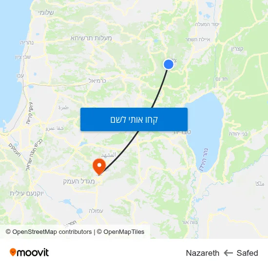 מפת Safed לNazareth