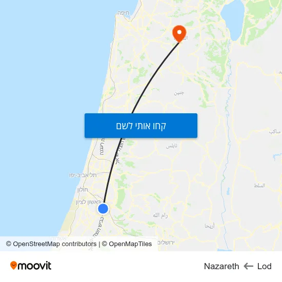 מפת Lod לNazareth