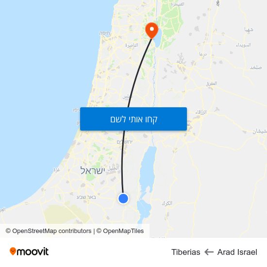 מפת Arad Israel לTiberias