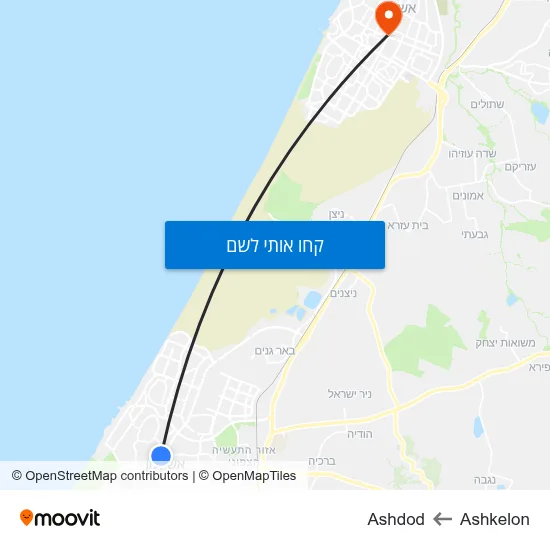 מפת Ashkelon לAshdod