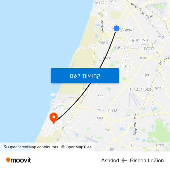 מפת Rishon LeZion לAshdod