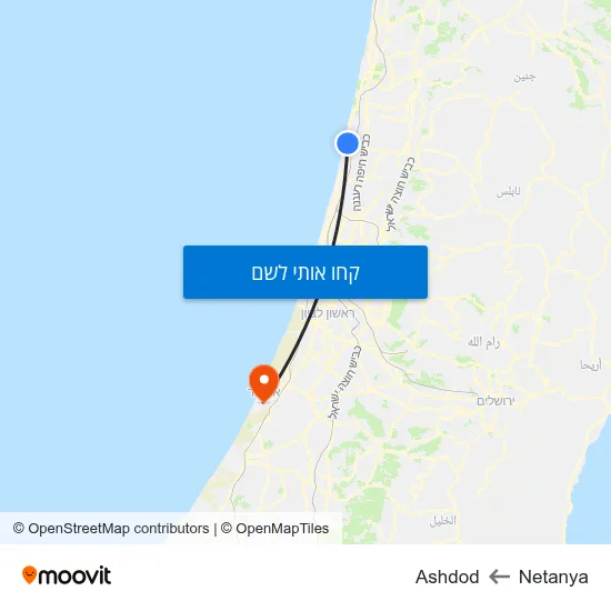 מפת Netanya לAshdod