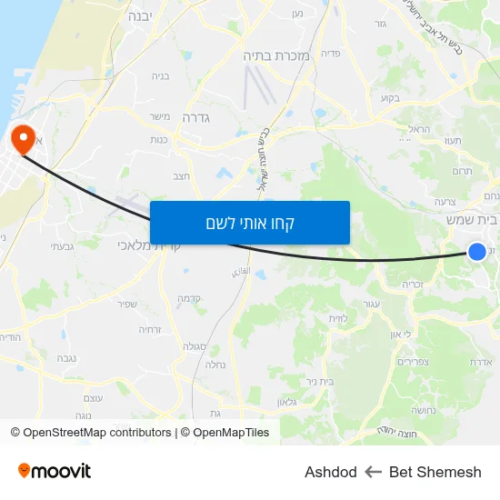 מפת Bet Shemesh לAshdod