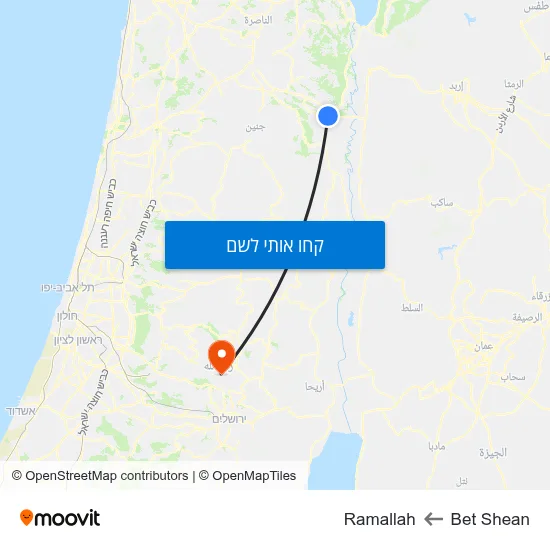 מפת Bet Shean לRamallah
