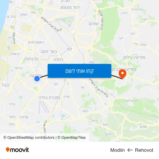 מפת Rehovot לModiin