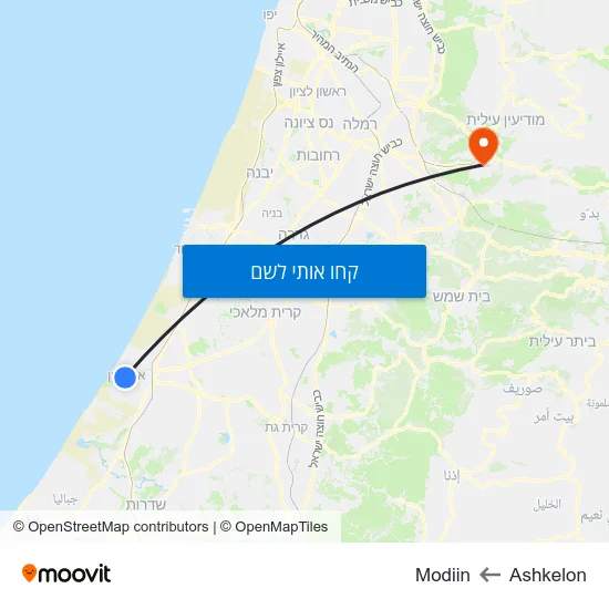 מפת Ashkelon לModiin