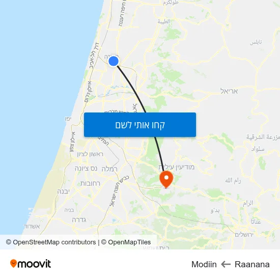 מפת Raanana לModiin