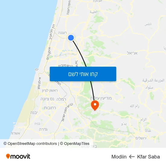 מפת Kfar Saba לModiin