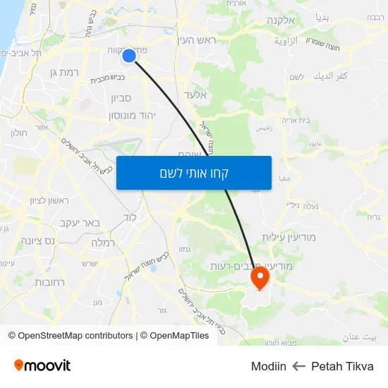 מפת Petah Tikva לModiin