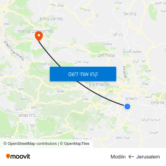 מפת Jerusalem לModiin