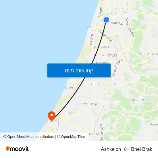 מפת Bnei Brak לAshkelon