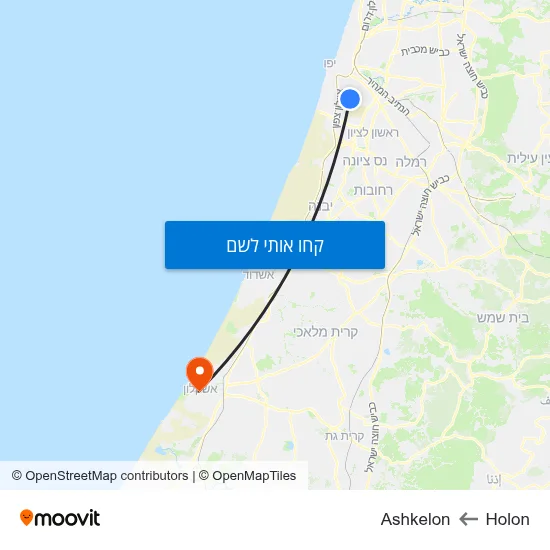 מפת Holon לAshkelon