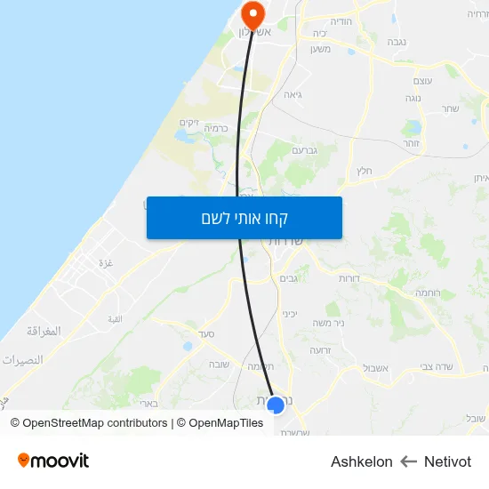 מפת Netivot לAshkelon