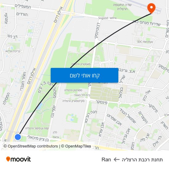 מפת תחנת רכבת הרצליה לRan