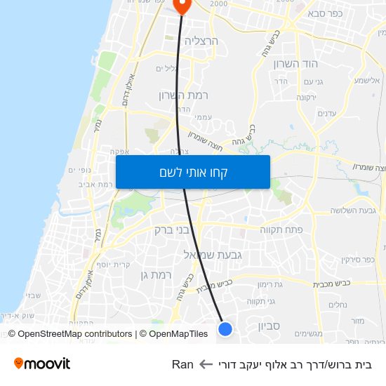 מפת בית ברוש/דרך רב אלוף יעקב דורי לRan