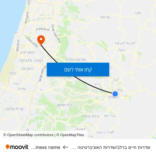 מפת שדרות חיים ברלב/שדרות האוניברסיטה העברית לBusiness name